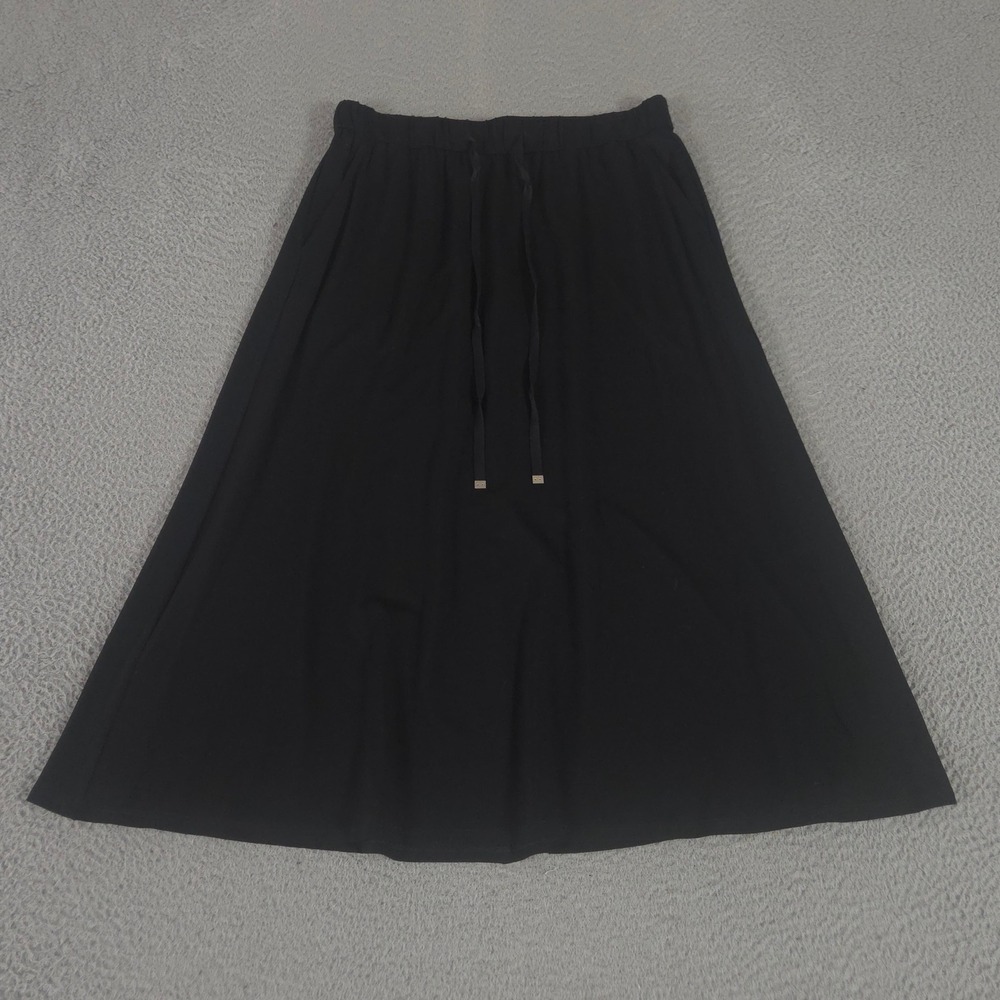 Eileen Fisher Skirt Womens M Petite Viscose Spandex Knit Drawstring Pockets Midi